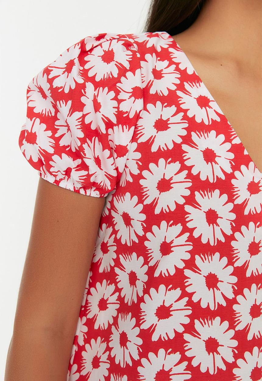 Trendyol - Floral shift dress - red
