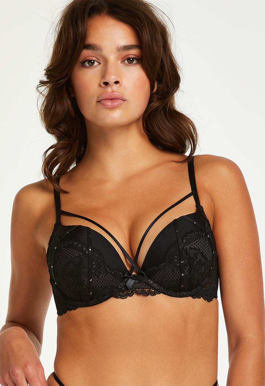 Hunkemoller - Bijou maximizer plunge bra - caviar