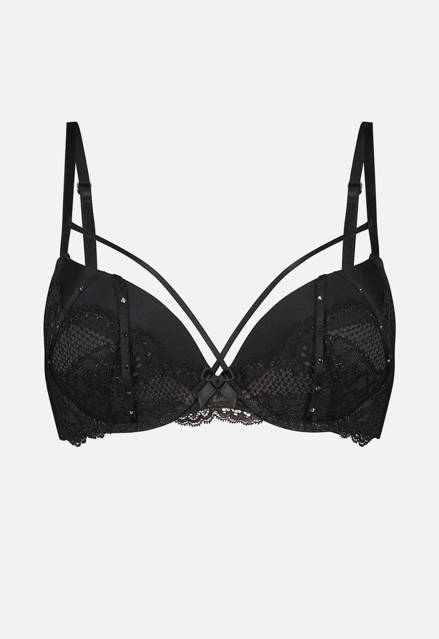 Hunkemoller - Bijou maximizer plunge bra - caviar