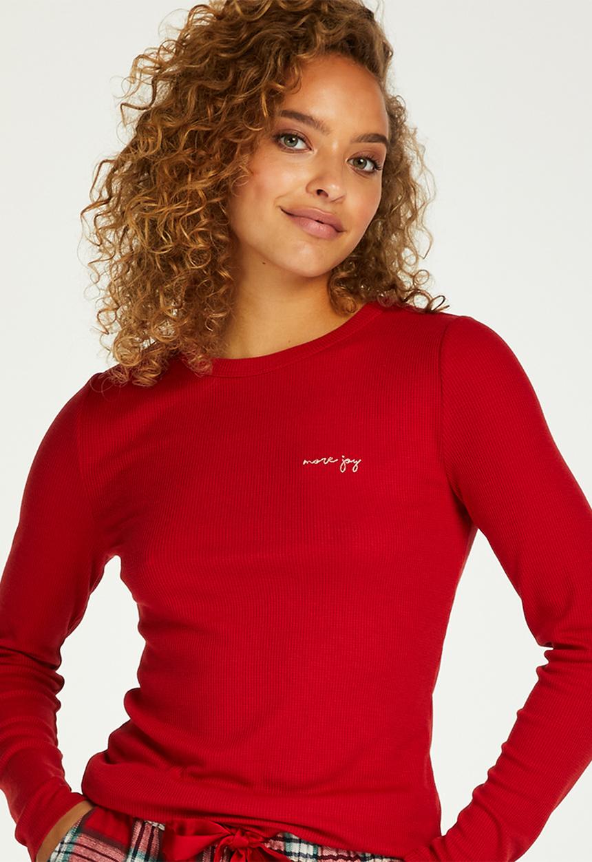 Hunkemoller - Top long sleeve waffle - samba