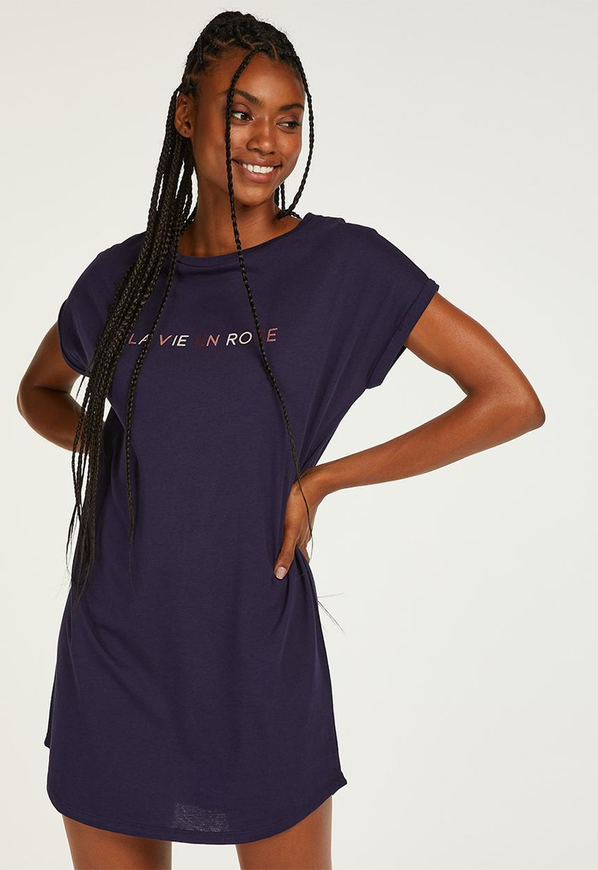 Hunkemoller - Nightie caps short sleeve - maritime blue