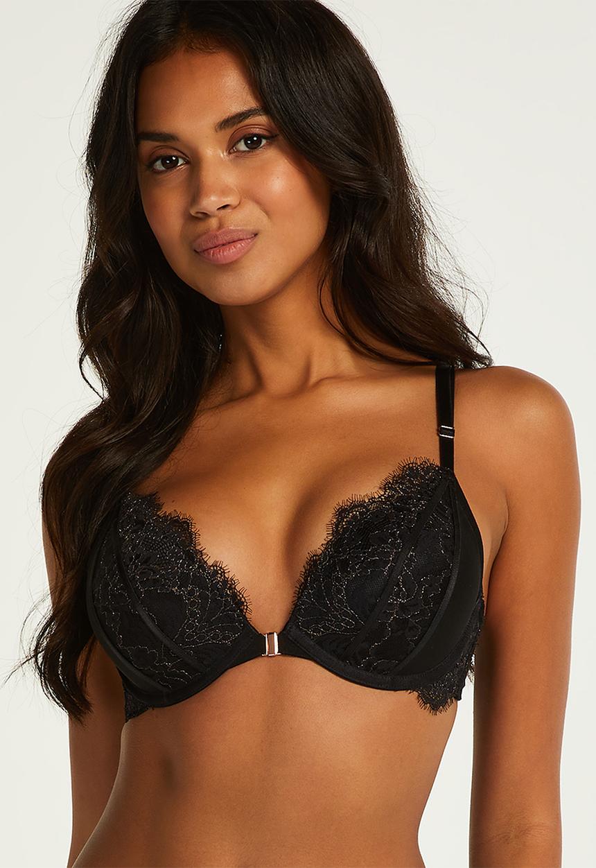 Hunkemoller - Arabella push up - plunge bra - caviar