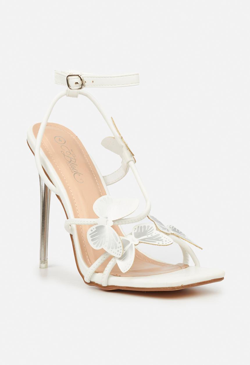 Miss Black - Monarch1 barely there stiletto heel - white