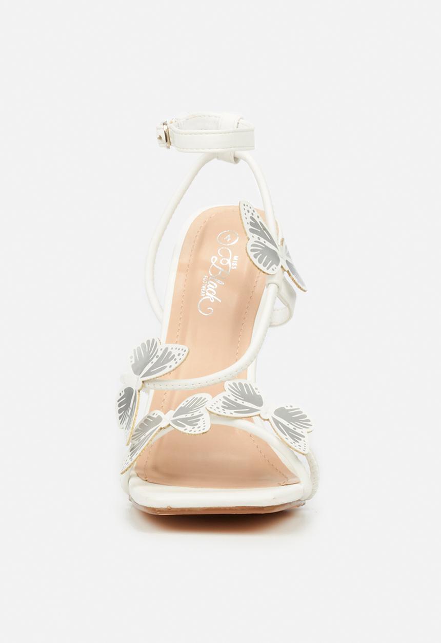 Miss Black - Monarch1 barely there stiletto heel - white