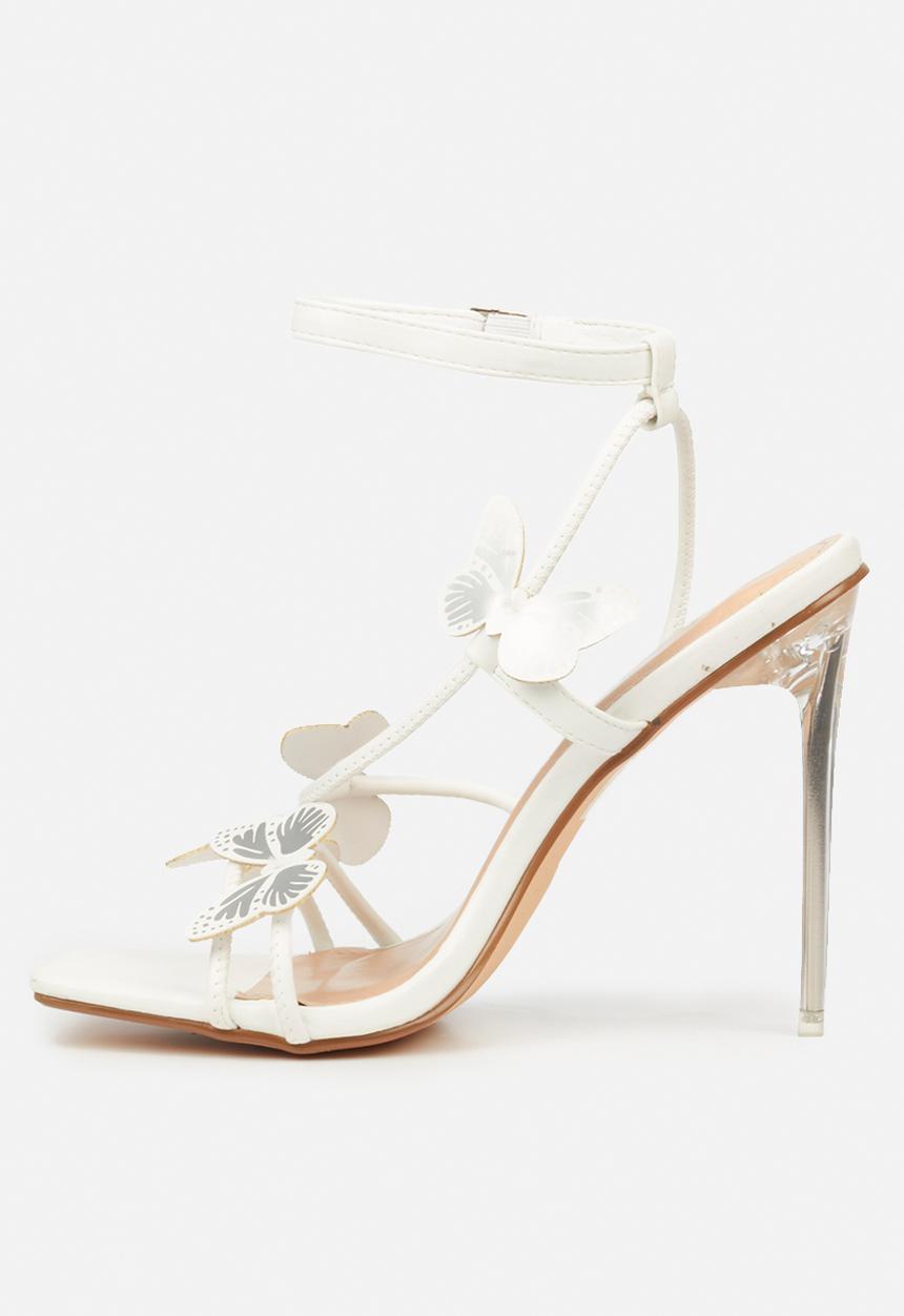 Miss Black - Monarch1 barely there stiletto heel - white