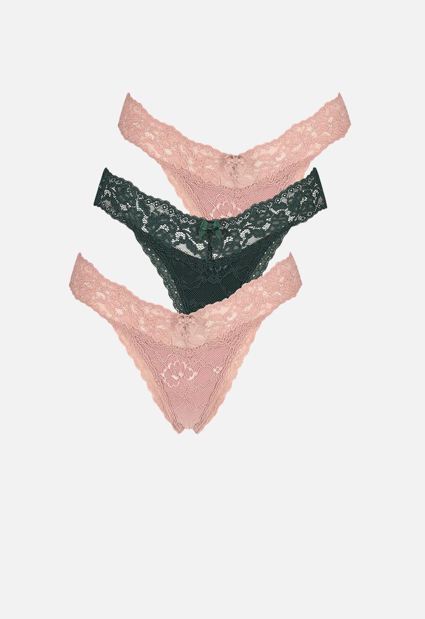 Hunkemoller - 3-pack strings - nostalgia rose