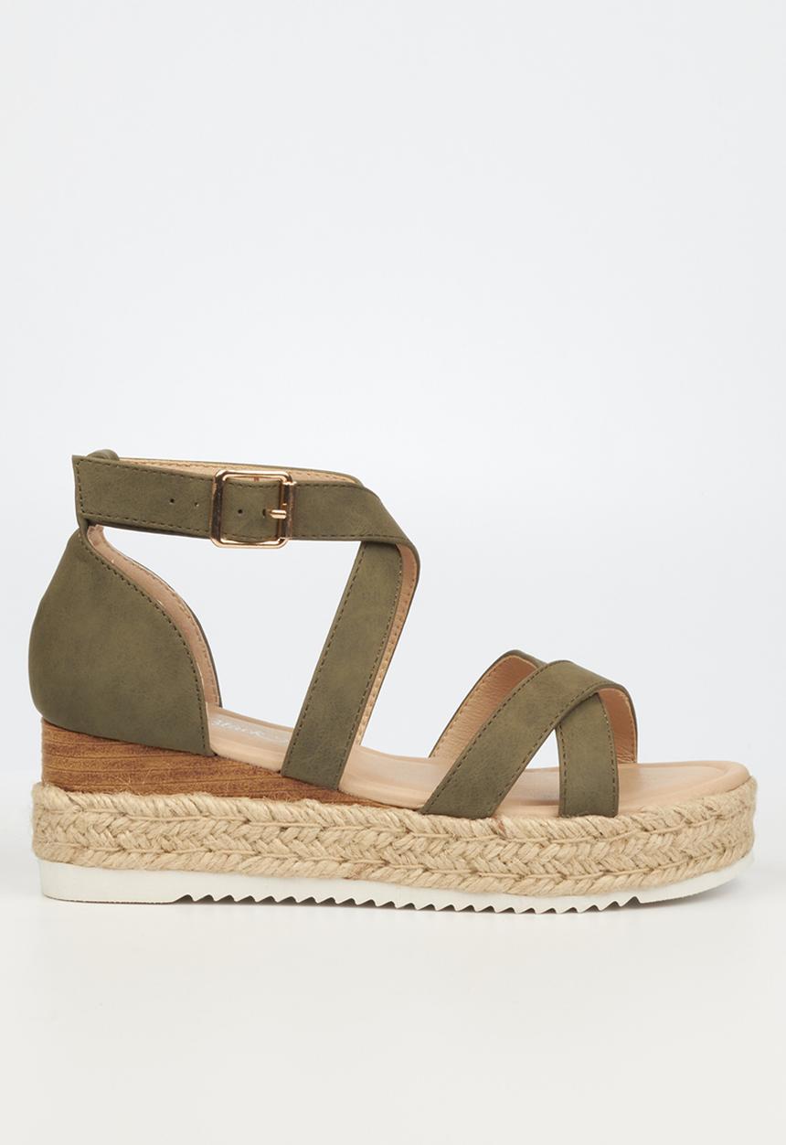Miss Black - Steffi10 espadrille wedge heel - olive