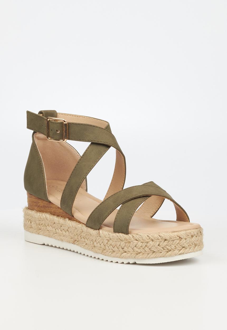 Miss Black - Steffi10 espadrille wedge heel - olive