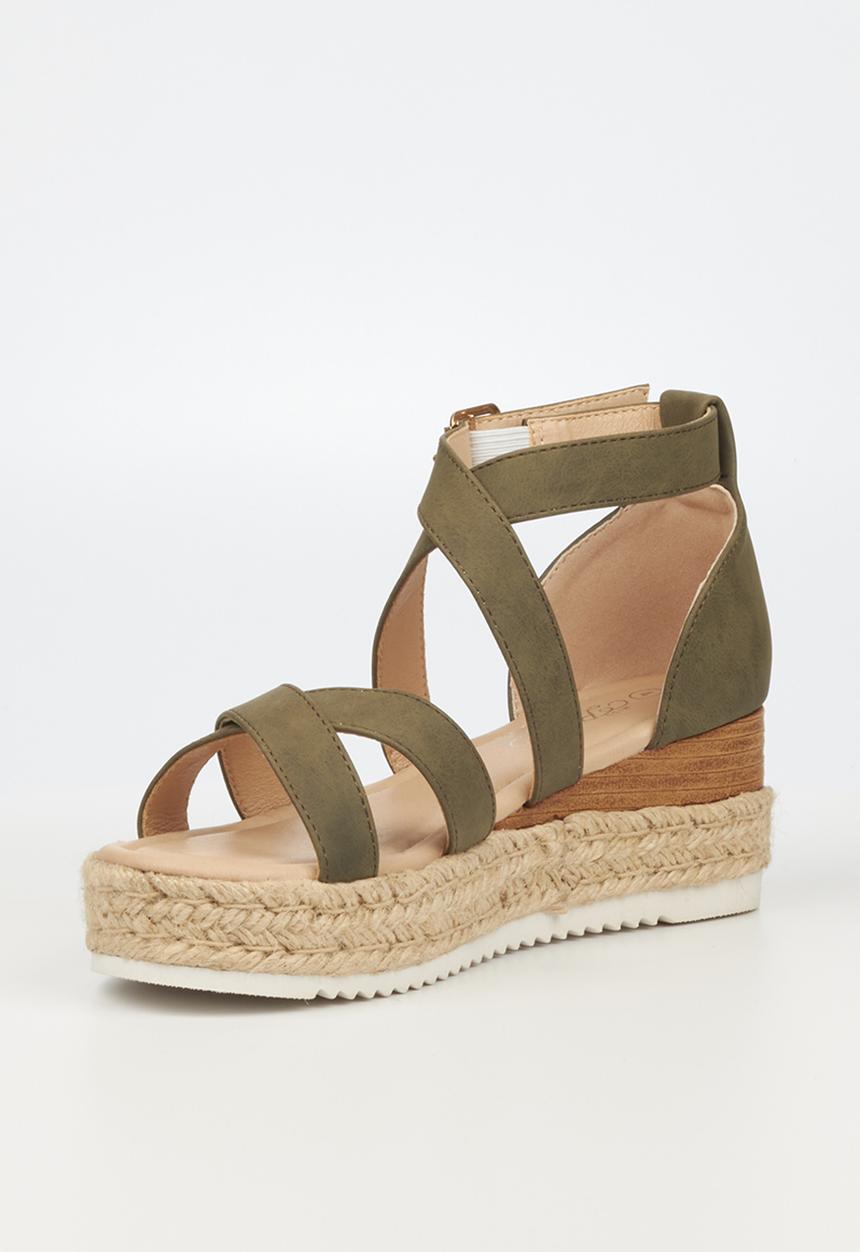 Miss Black - Steffi10 espadrille wedge heel - olive