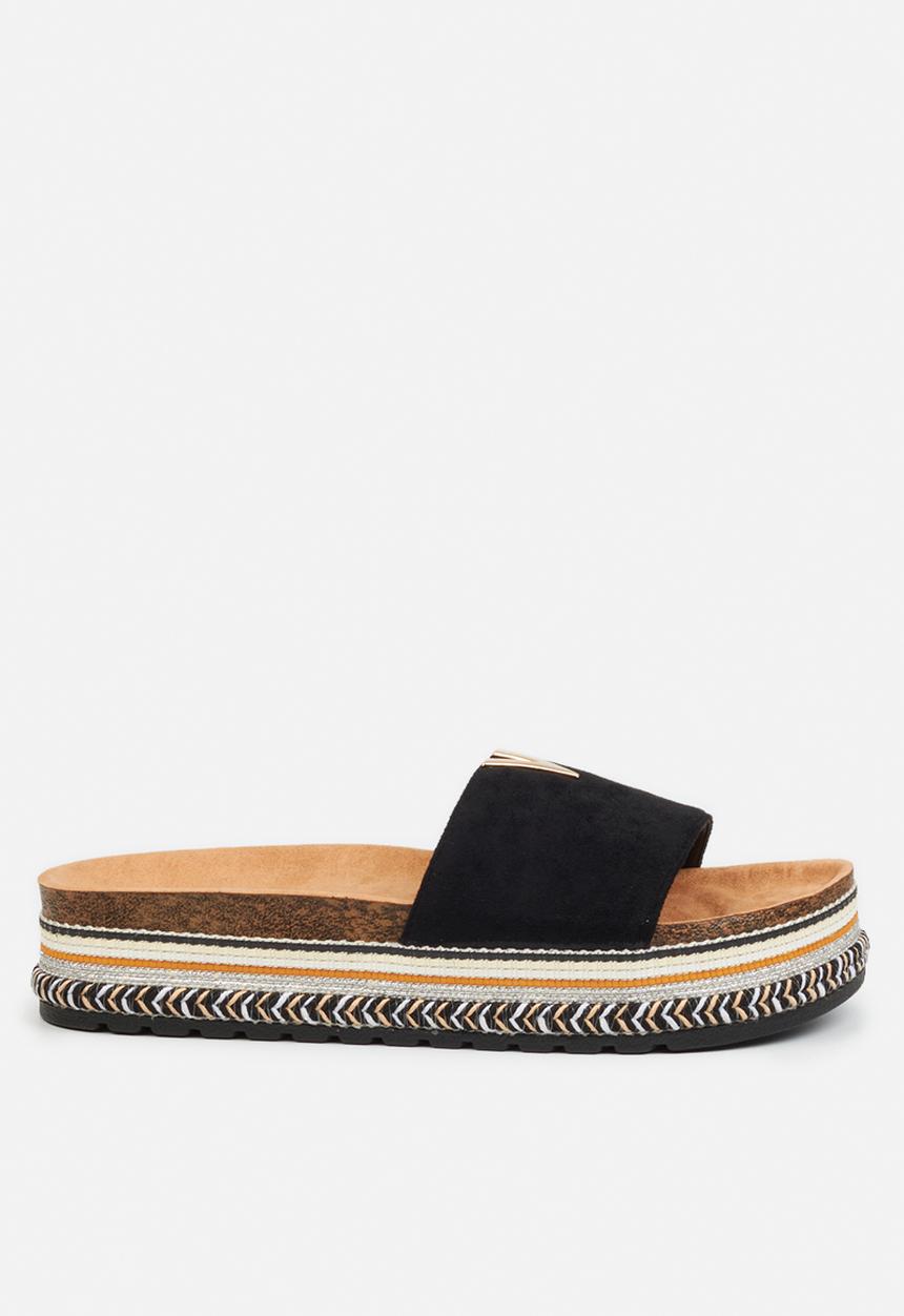 Miss Black - Prima1 flatform espadrille slide - black