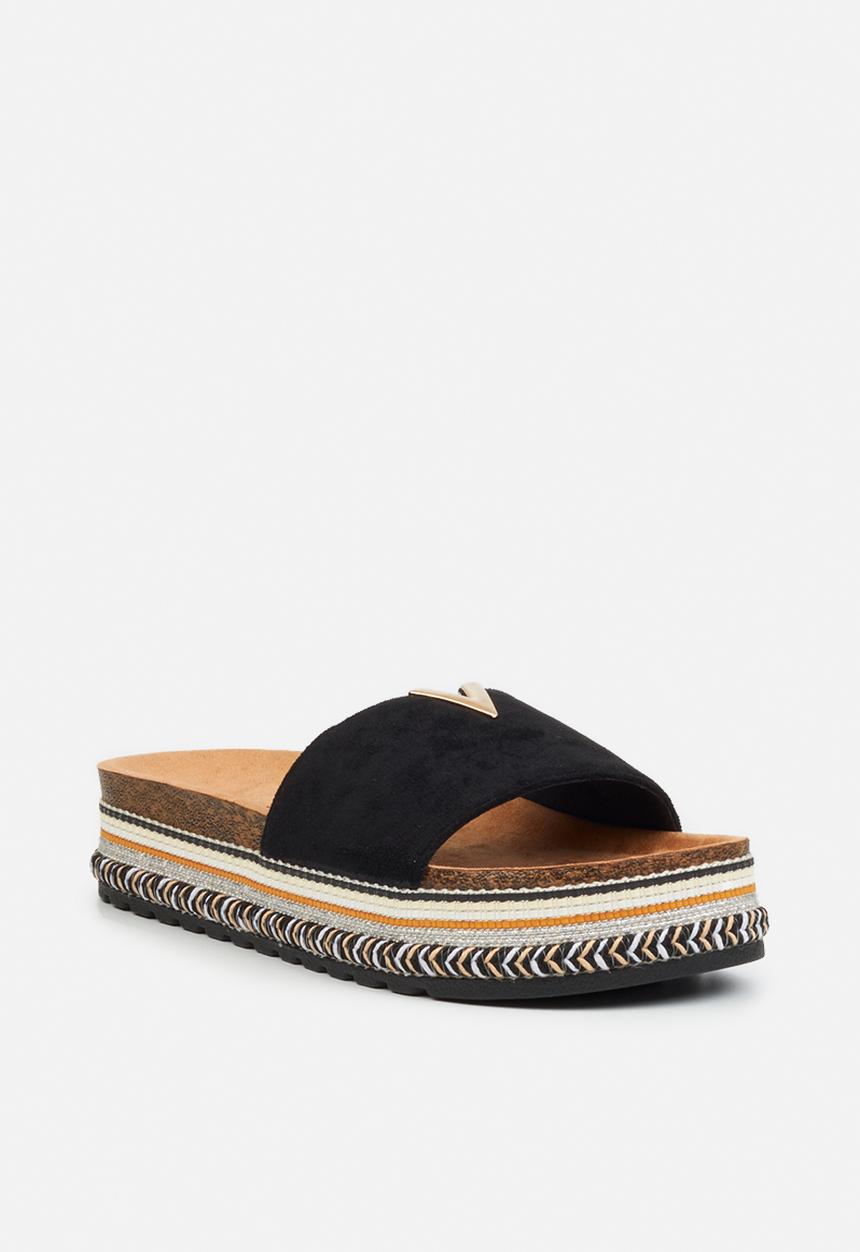 Miss Black - Prima1 flatform espadrille slide - black