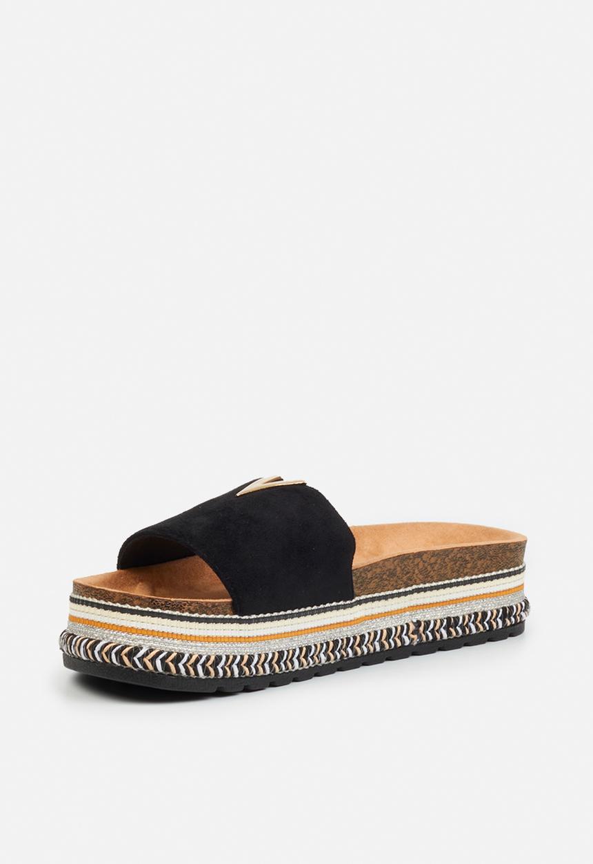 Miss Black - Prima1 flatform espadrille slide - black