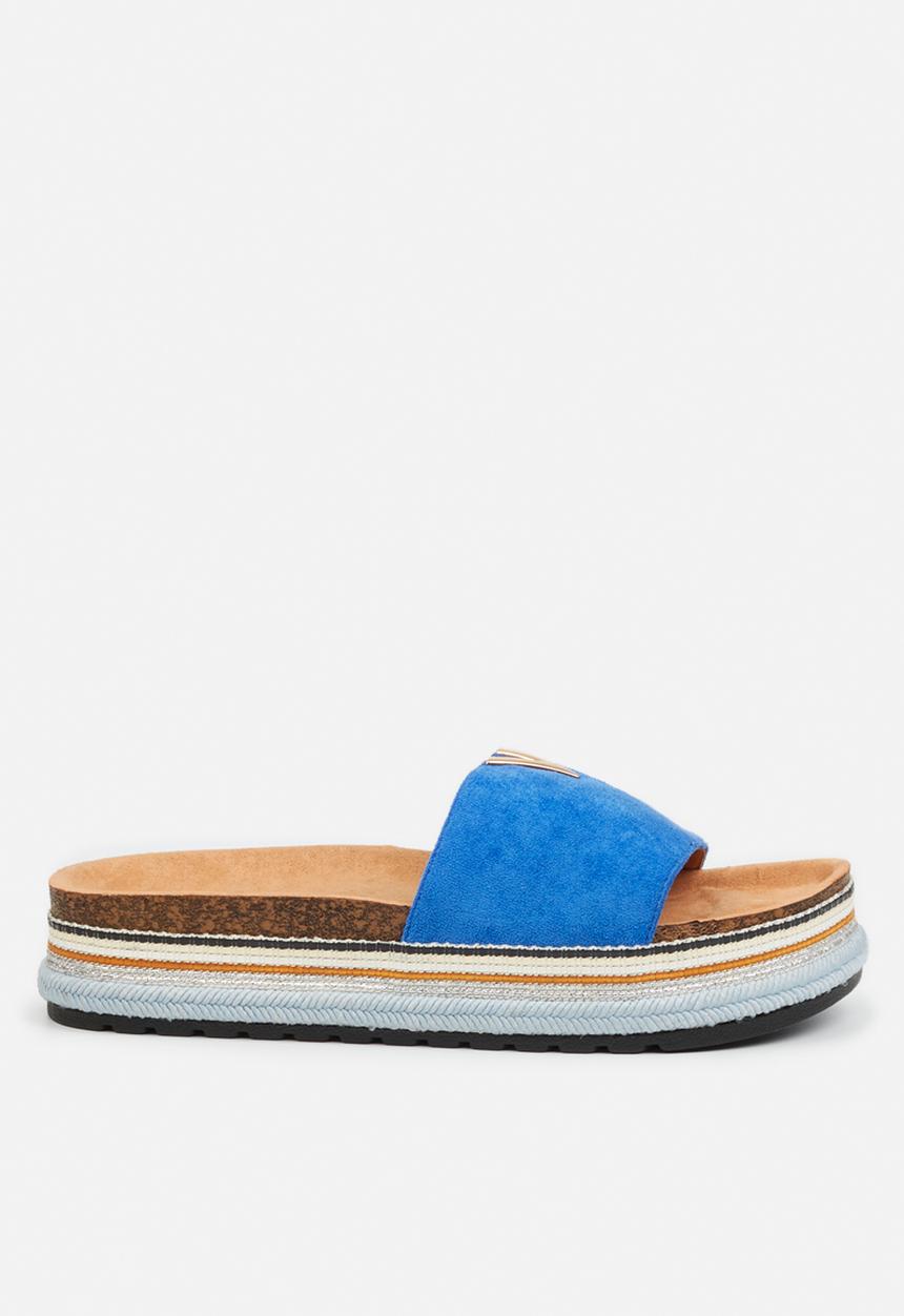 Miss Black - Prima1 flatform espadrille slide - blue