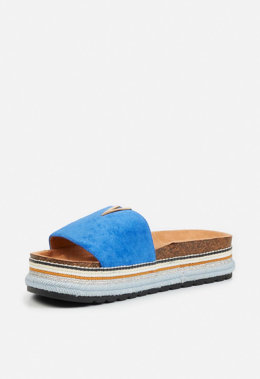 Miss Black - Prima1 flatform espadrille slide - blue