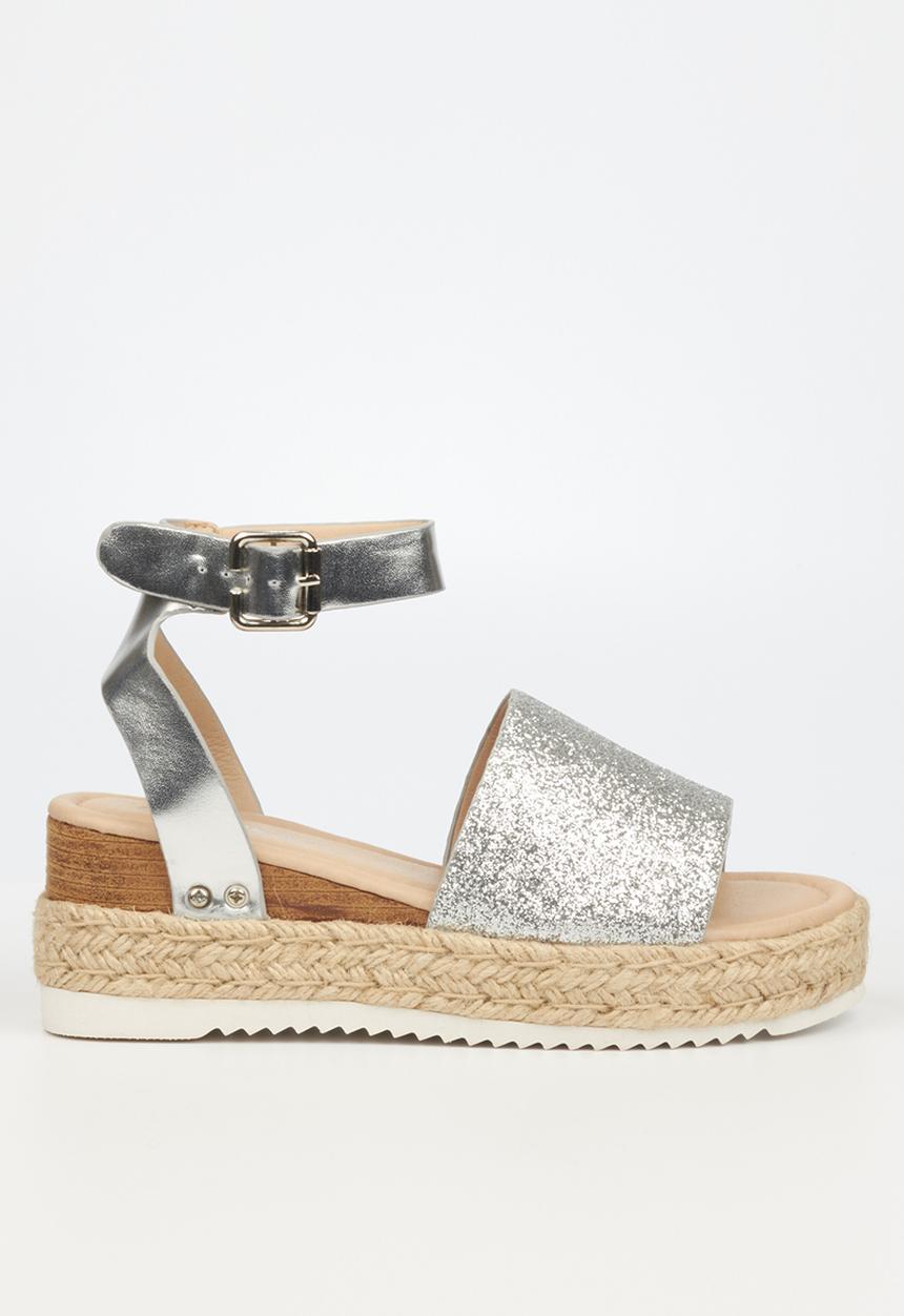 Miss Black - Steffi6 espadrille wedge heel - silver