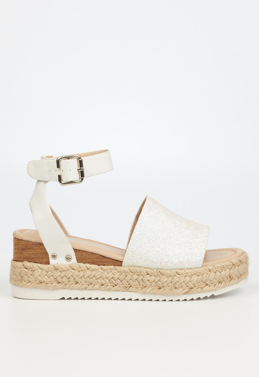 Miss Black - Steffi6 espadrille wedge heel - white
