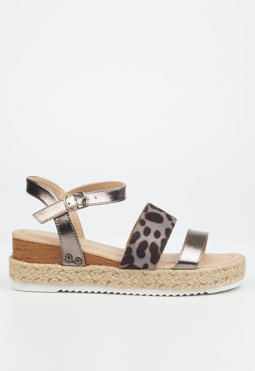 Miss Black - Steffi7 espadrille wedge heel - pewter combo