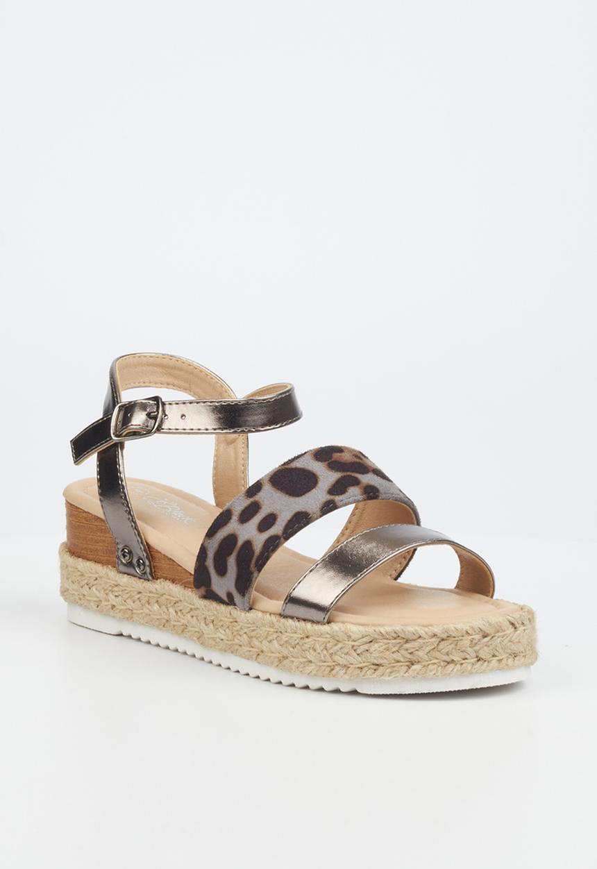 Miss Black - Steffi7 espadrille wedge heel - pewter combo