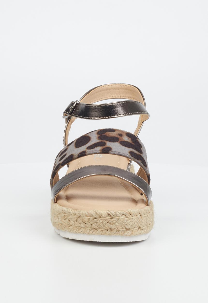 Miss Black - Steffi7 espadrille wedge heel - pewter combo
