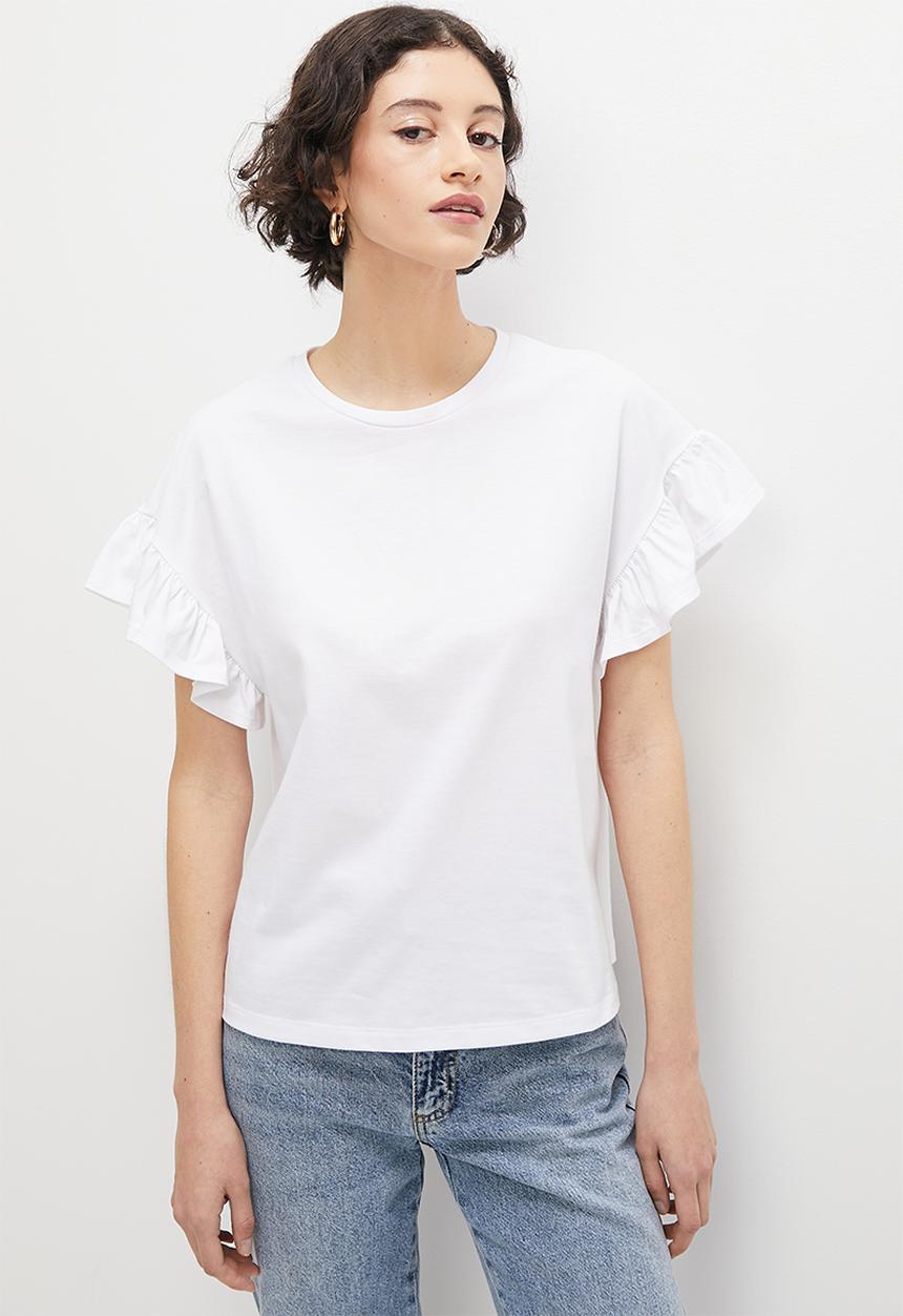 Superbalist - Ruffle tee - white