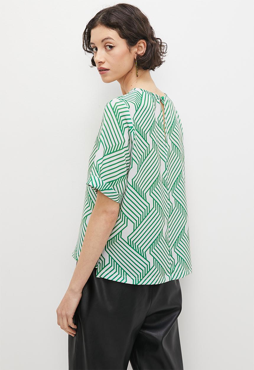 Superbalist - Basic woven tee shell - green optical geo