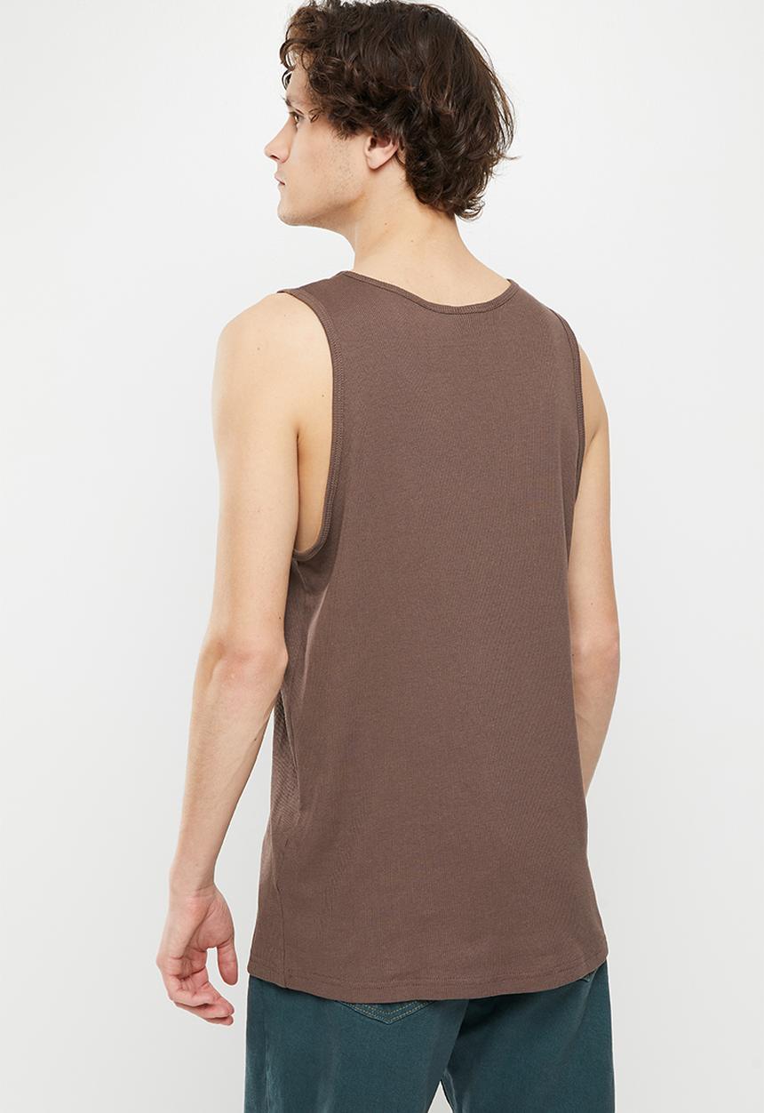 Cotton On - Loose fit rib tank - washed chocolate