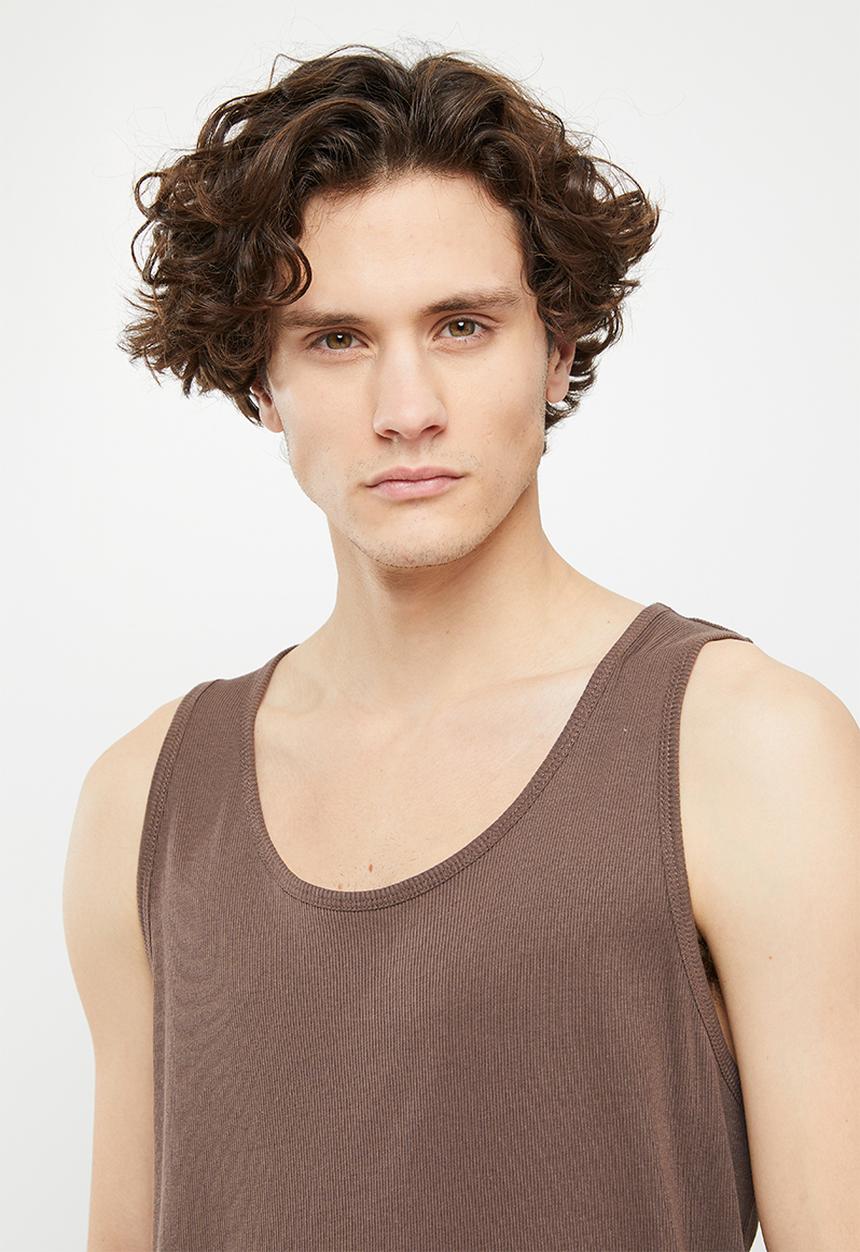 Cotton On - Loose fit rib tank - washed chocolate