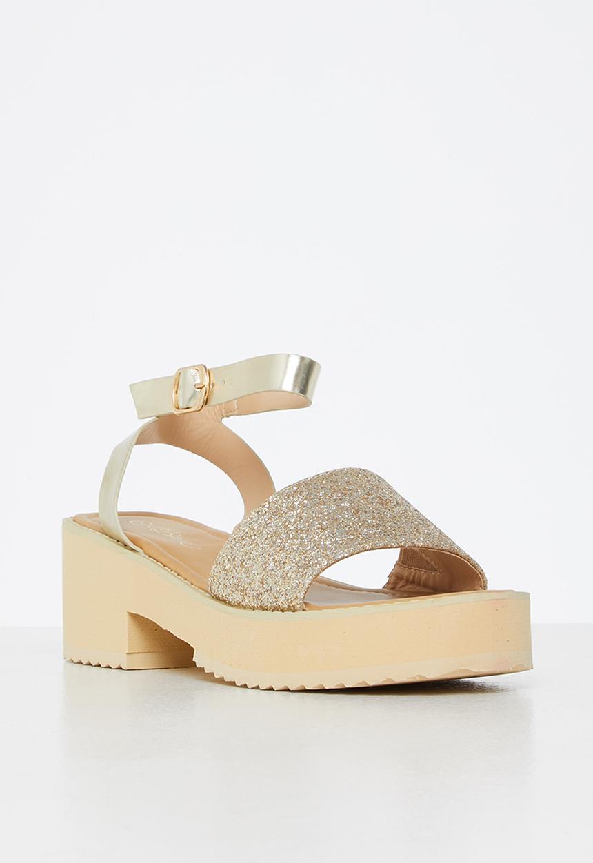 Miss Black - Grunge2 block heel - gold