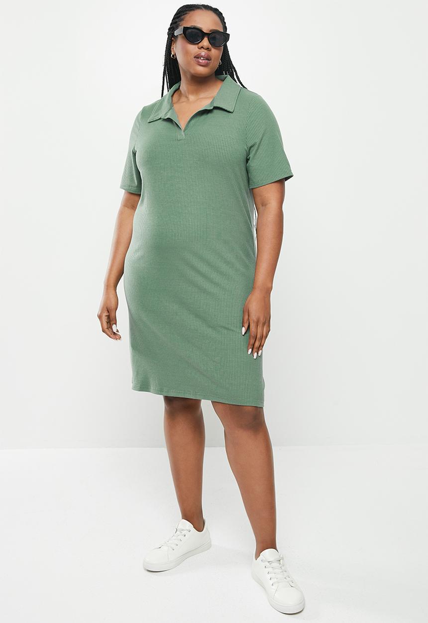 Vero Moda - Plus paola short sleeve polo dress - laurel wreath