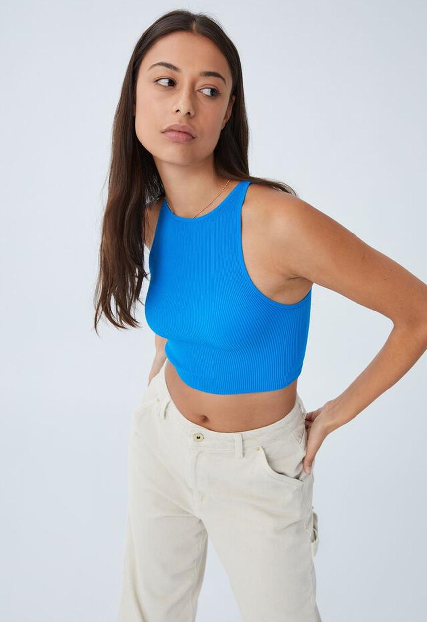 Cotton On - Seamless benni seamless high neck tank - electric blue
