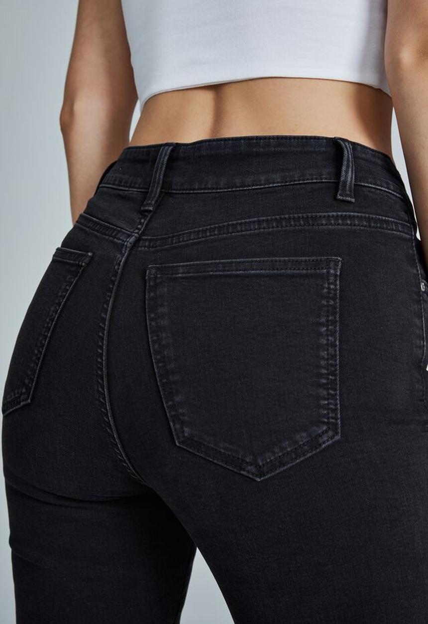 Cotton On - Mid rise cropped skinny jean - worn black rip