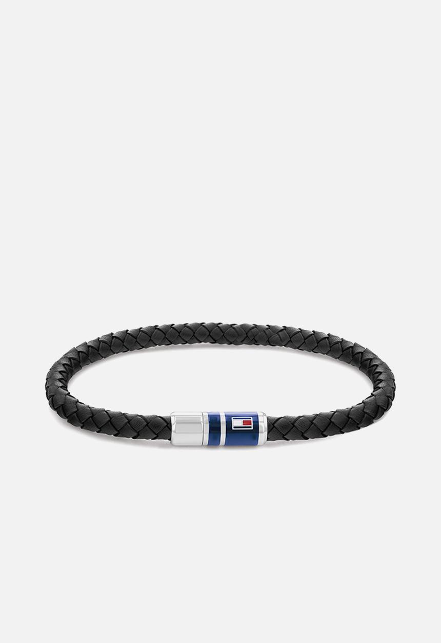 Tommy Hilfiger - Thj casual leather braided bracelet - black