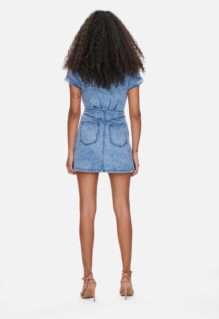 ONLY - Fleur button denim dress - light blue