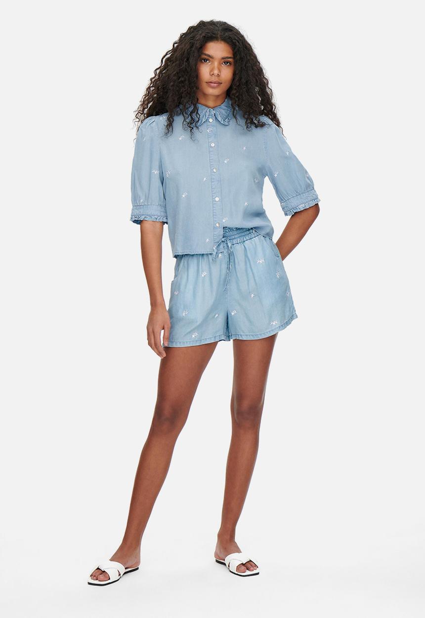 ONLY - Candice emb denim shorts - medium blue denim