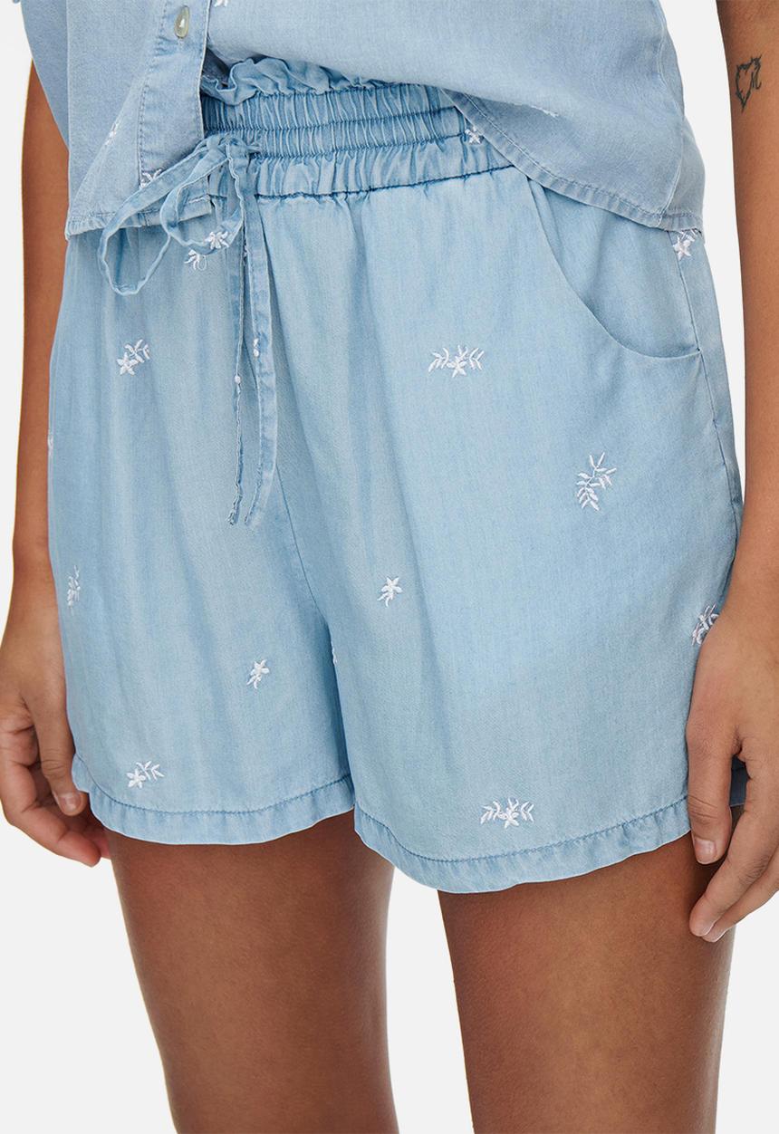 ONLY - Candice emb denim shorts - medium blue denim