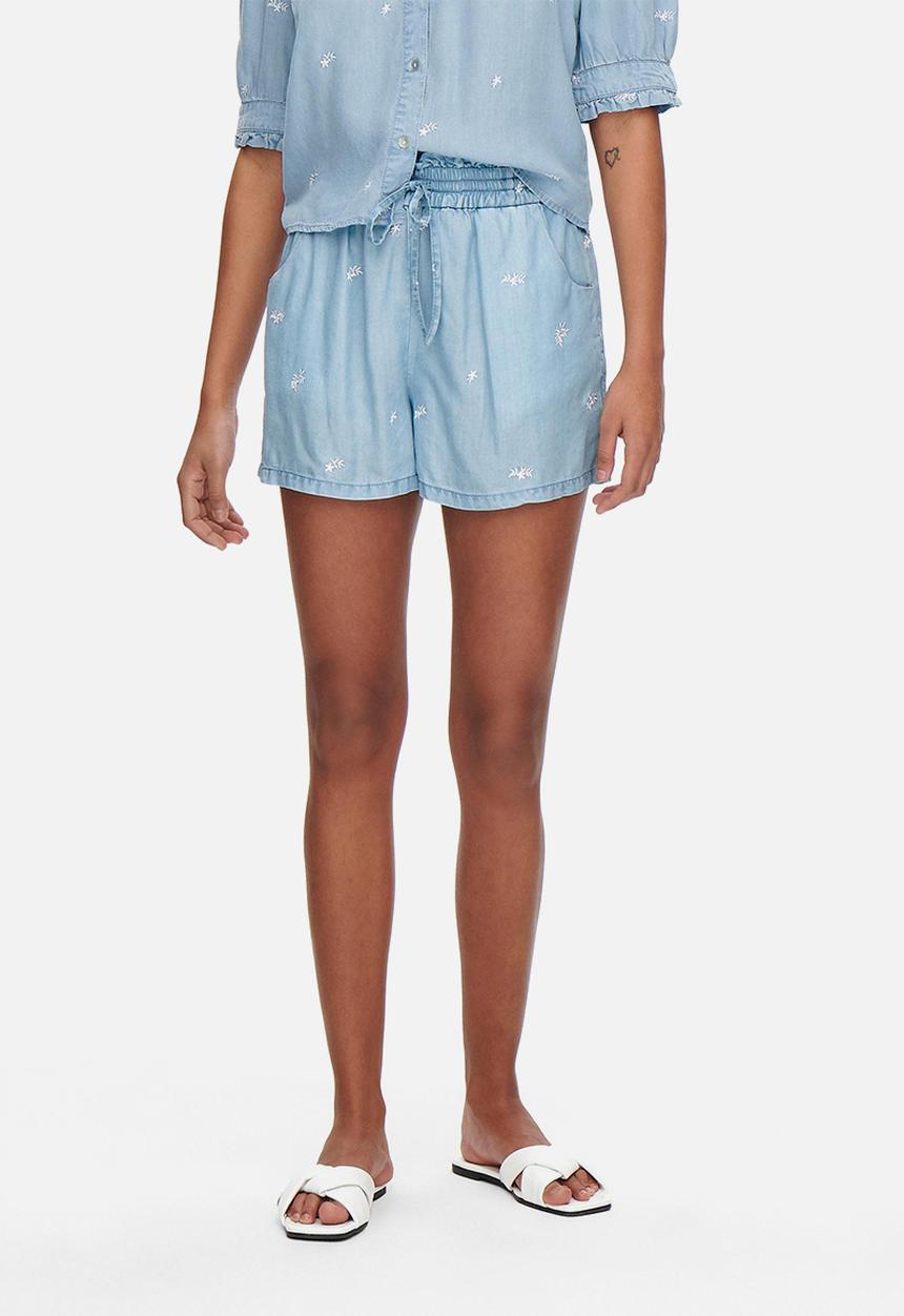 ONLY - Candice emb denim shorts - medium blue denim
