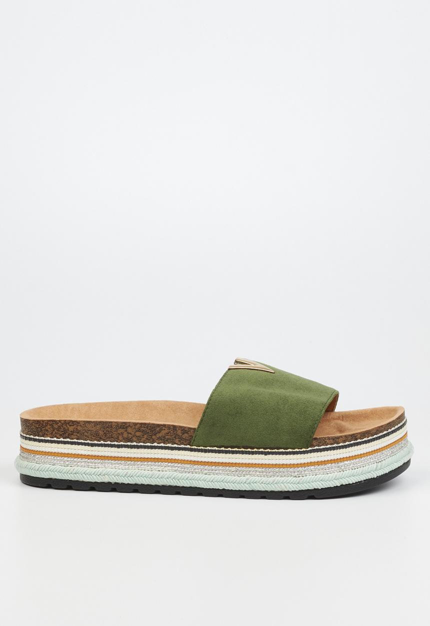 Miss Black - Prima1 flatform espadrille slide - olive