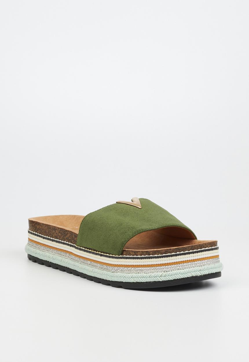 Miss Black - Prima1 flatform espadrille slide - olive