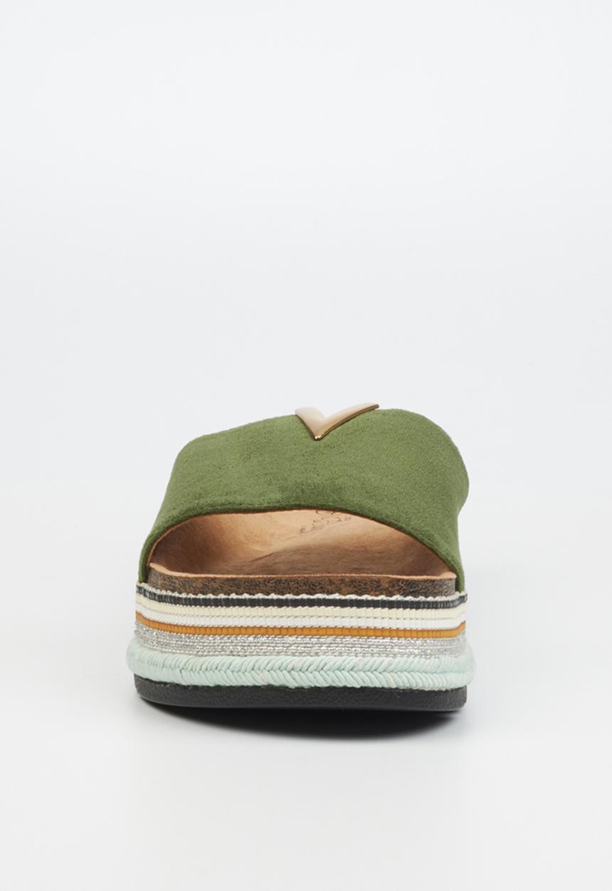 Miss Black - Prima1 flatform espadrille slide - olive
