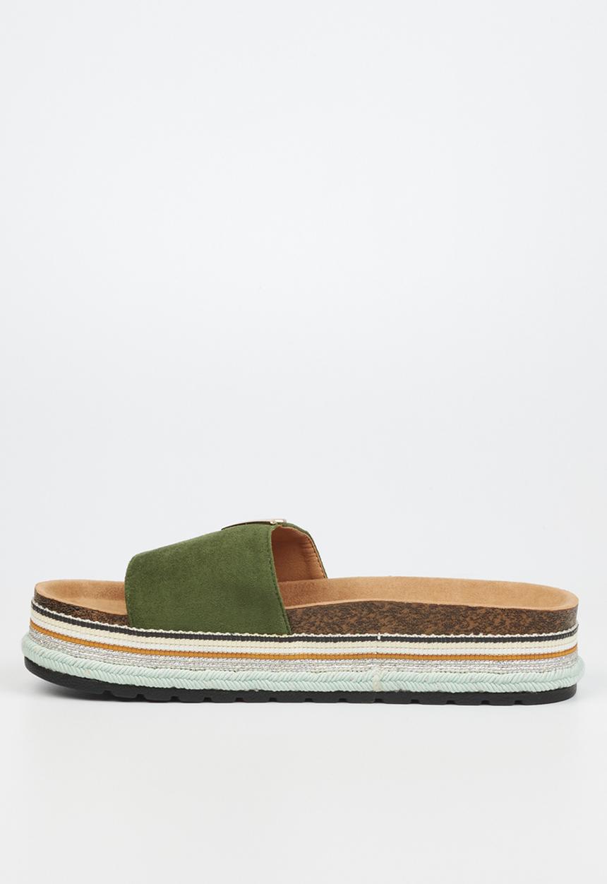 Miss Black - Prima1 flatform espadrille slide - olive