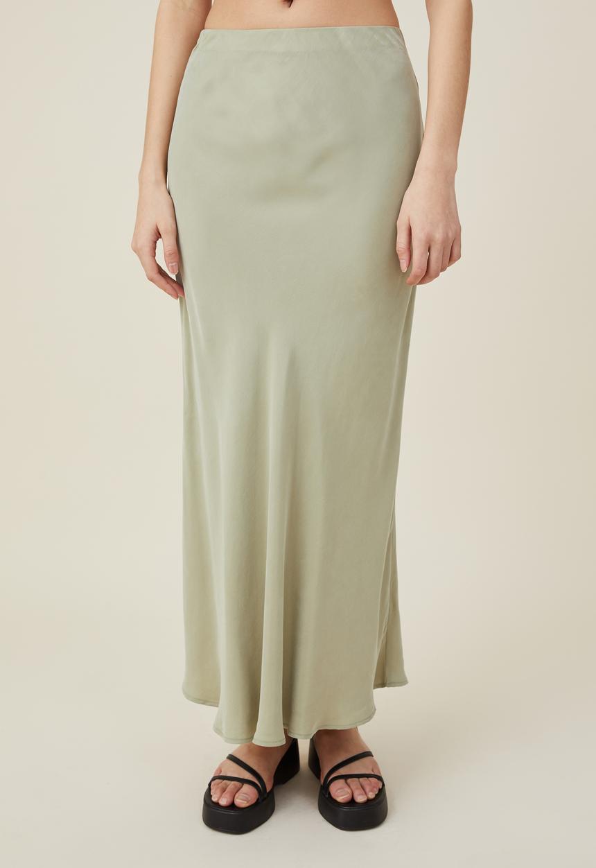 Cotton On - Cupro maxi slip skirt - seafoam green