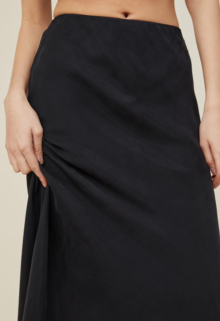 Cotton On - Cupro maxi slip skirt - black