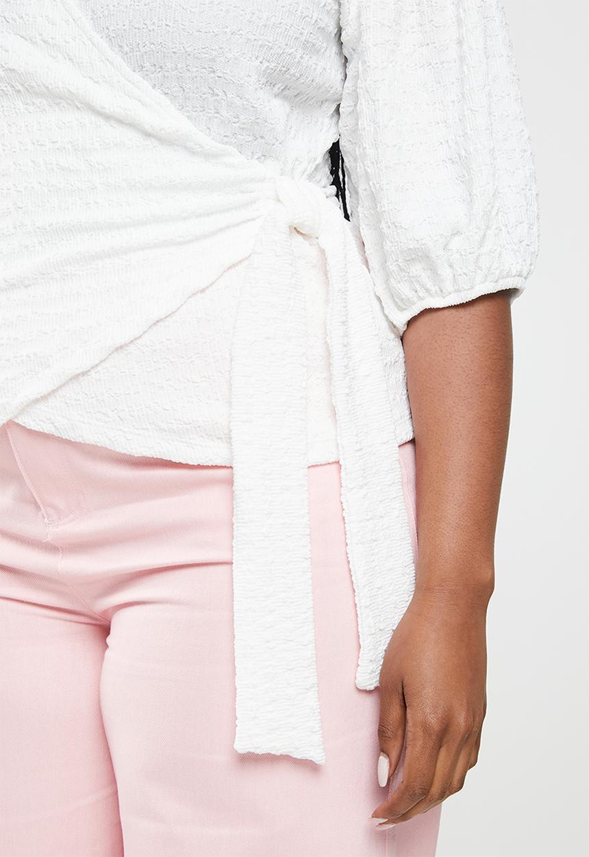 Me&B - Plus plain wrap top - white