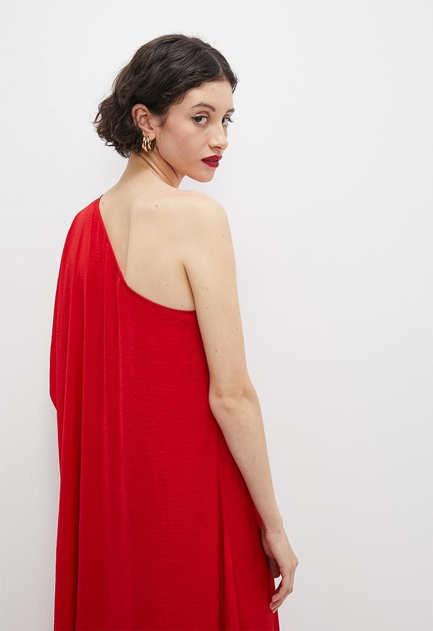 VELVET - Asymmetric maxi kaftan dress - red