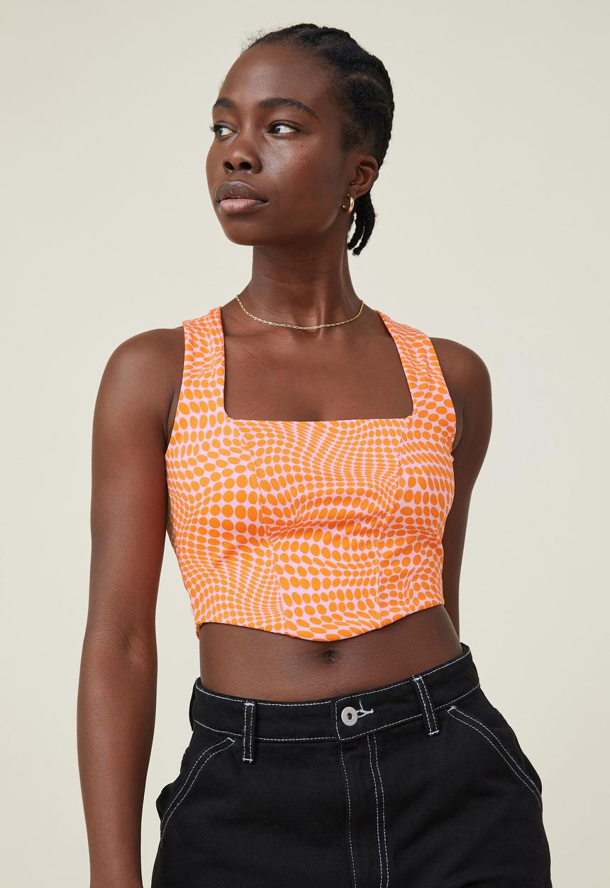 Cotton On - Bobbie tie back corset top - eva radical power orange