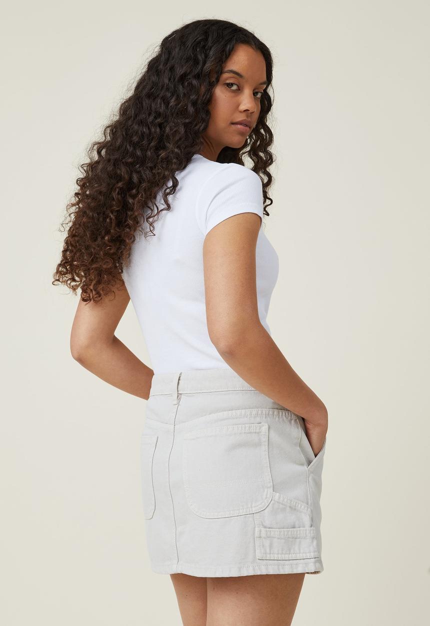 Cotton On - Cargo denim low rise mini skirt - soft taupe
