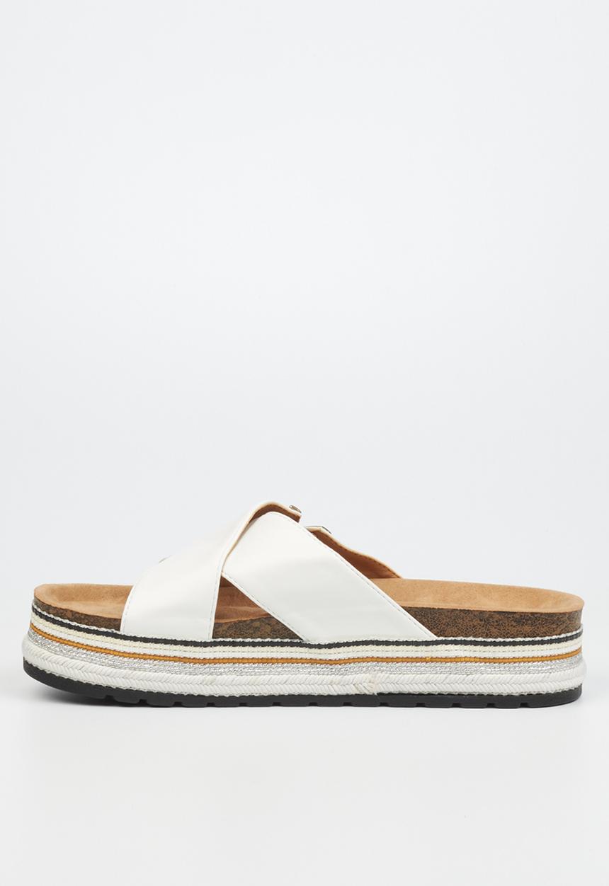 Miss Black - Prima3 flatform espadrille slide - white