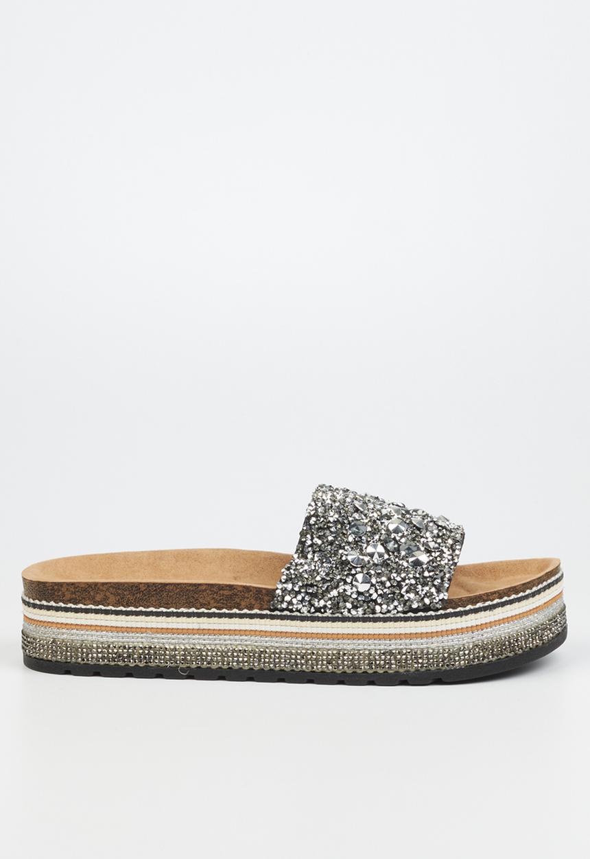 Miss Black - Prima7 flatform espadrille slide - black