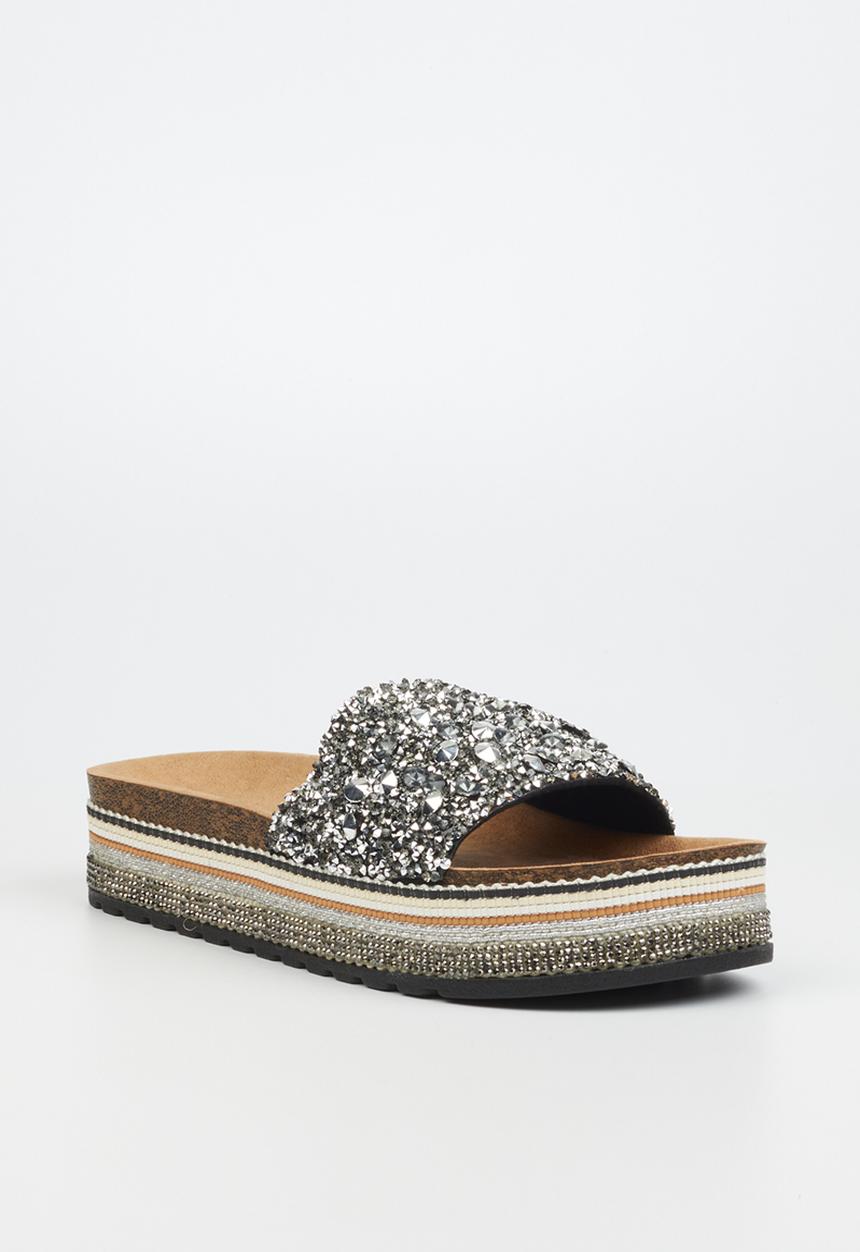 Miss Black - Prima7 flatform espadrille slide - black