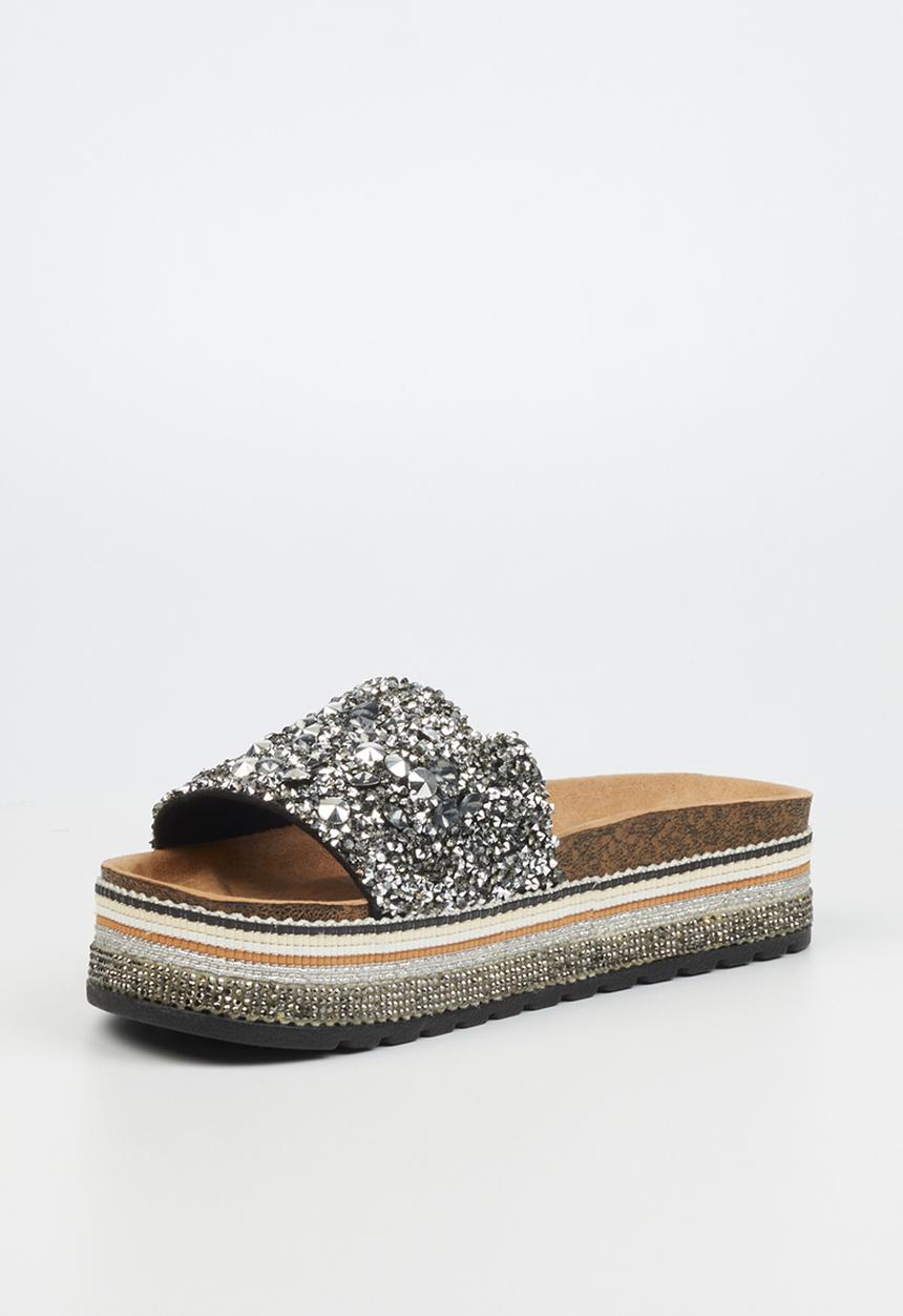 Miss Black - Prima7 flatform espadrille slide - black